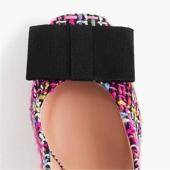 NEW! J.Crew mixed tweed glitter block heel ribbon bow size 7.5 - Picture 6 of 7